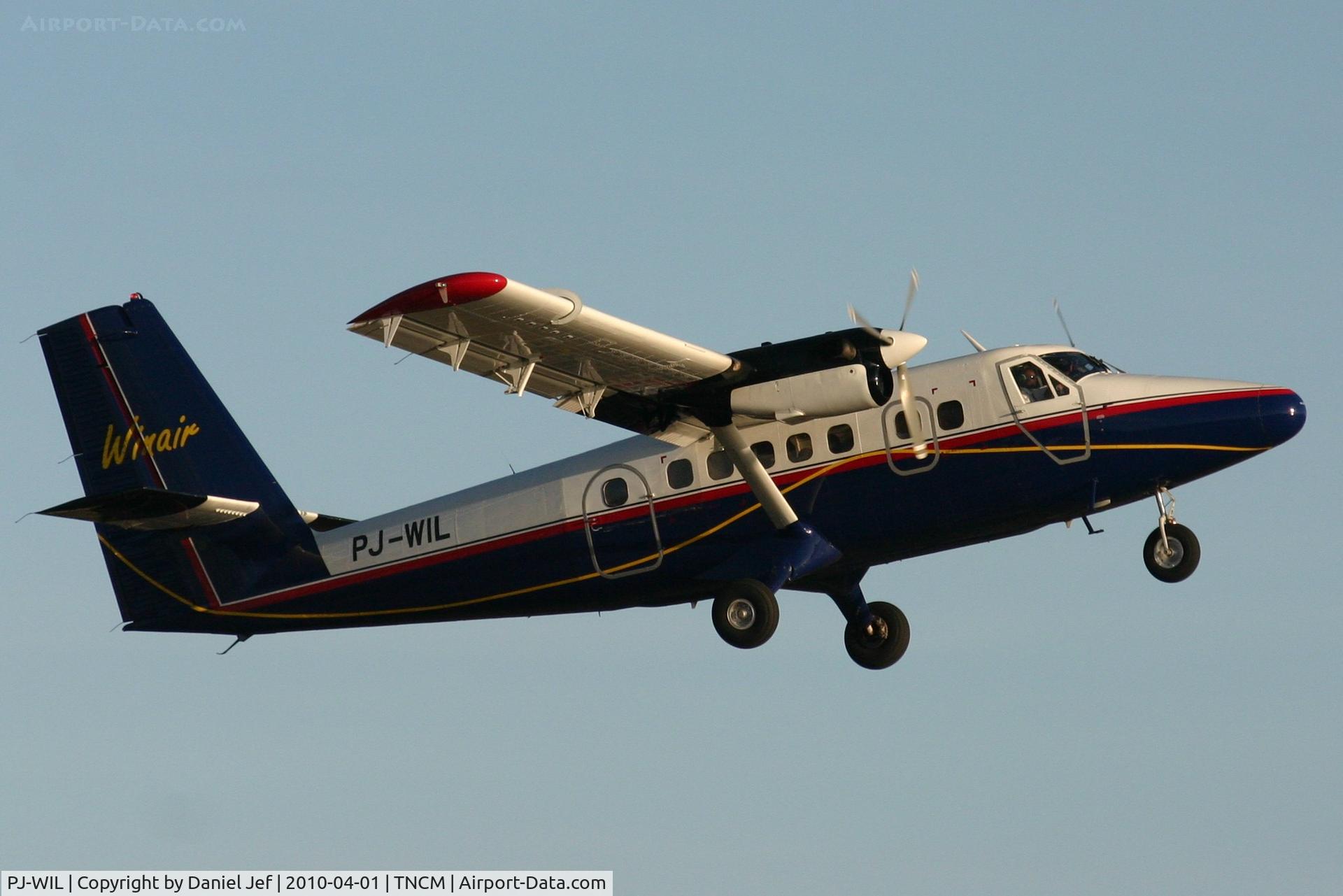 PJ-WIL, 1973 De Havilland Canada DHC-6-300 Twin Otter C/N 358, Winair PJ-WIL departing TNCM runway 28