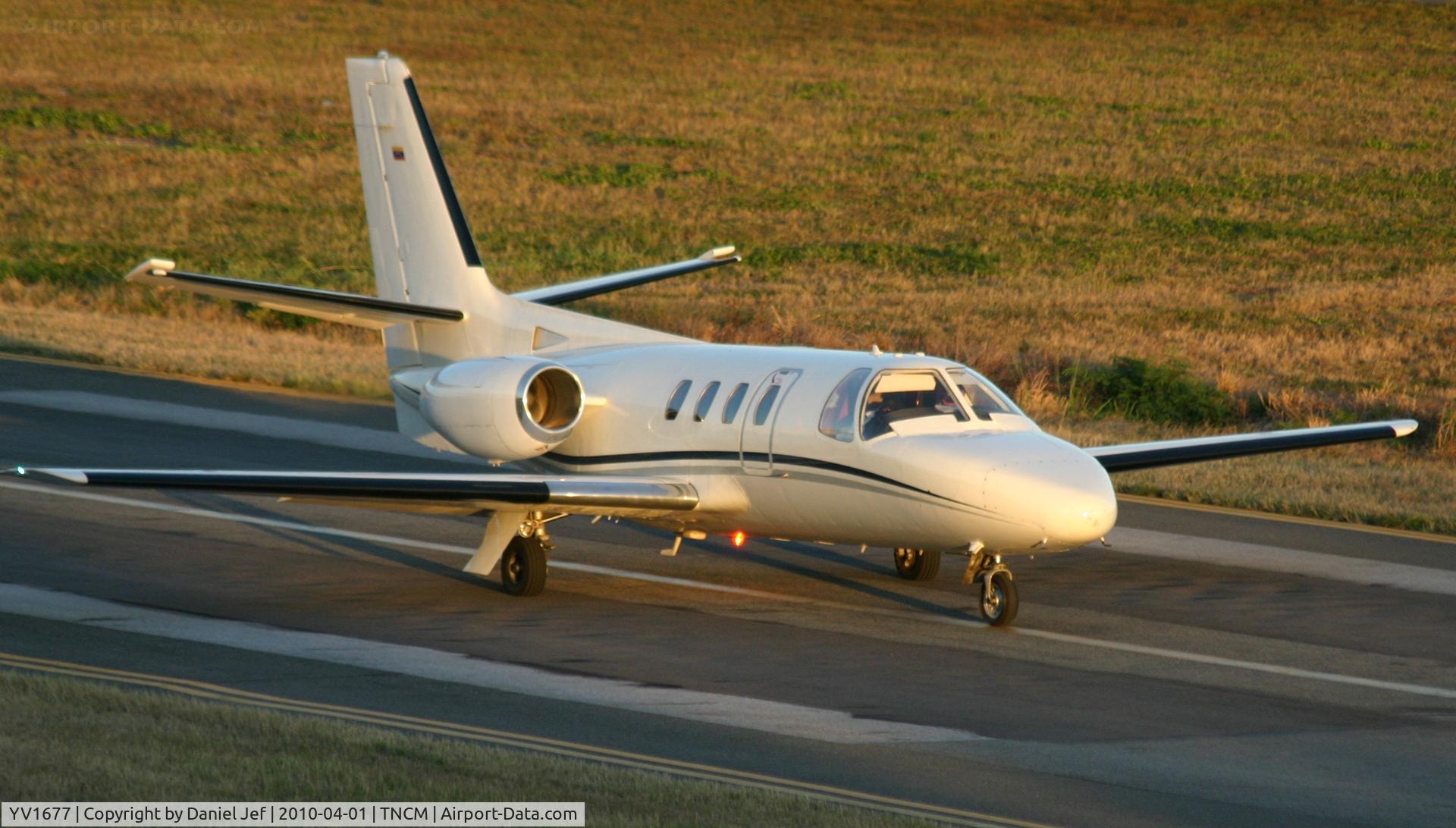 YV1677, 1973 Cessna 500 Citation I C/N 500-0109, YV1677 at the holding point Alpha for take off TNCM runway 10