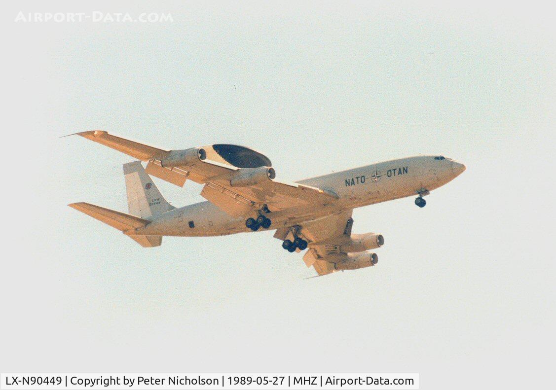 LX-N90449, 1983 Boeing E-3A Sentry C/N 22844, The NATO Airborne Early Warning Force - NAWEF - displayed one of their Sentries at the 1989 Mildenhall Air Fete.