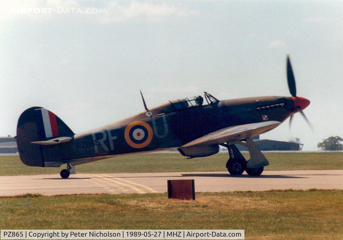 PZ865, 1944 Hawker Hurricane IIC C/N PZ865, This Battle of Britain Memorial Flight Hurricane IIC was flown at the 1989 RAF Mildenhall Air Fete.