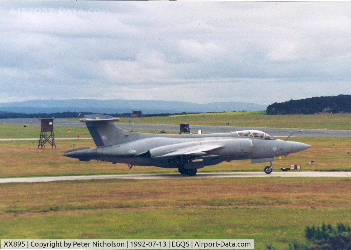 XX895, 1975 Hawker Siddeley Buccaneer S.2B C/N B3-04-74, Buccaneer S.2B of 208 Squadron preparing to join the active runway at RAF Lossiemouth in the Summer of 1992.