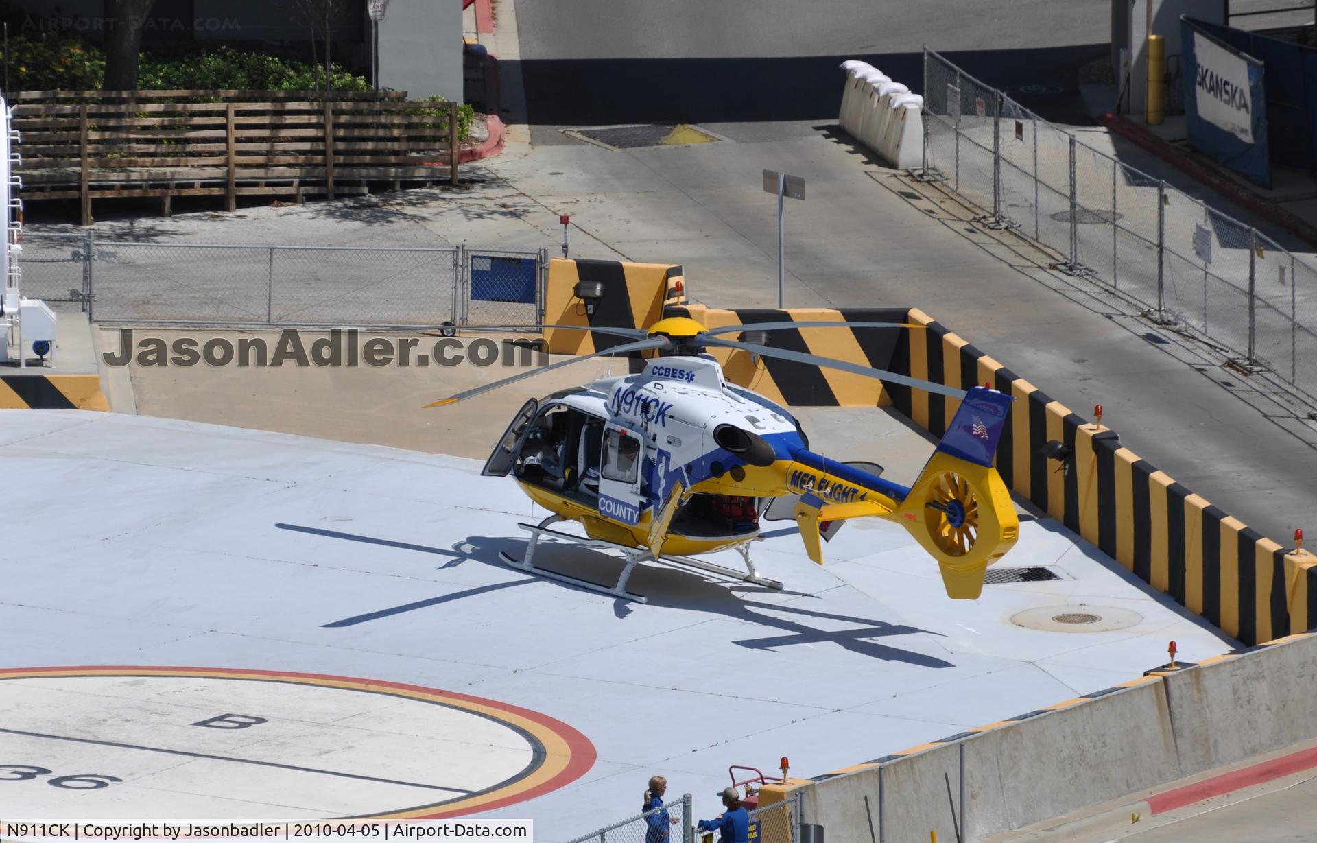 N911CK, 2000 Eurocopter EC-135T-1 C/N 0138, This Eurocopter arrived at Tampa General Hospital at 14:00. This was the first time I have seen that helicopter at Tampa General.