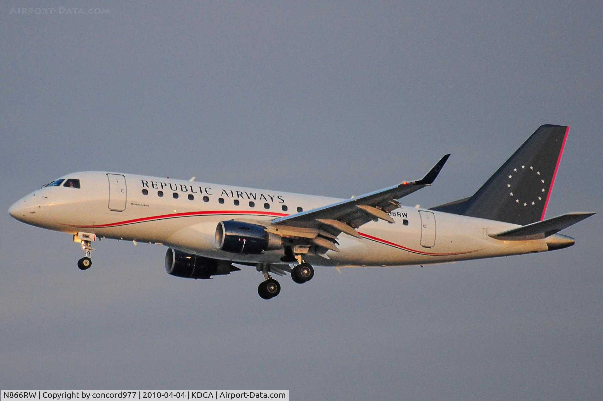 N866RW, 2006 Embraer 170SU (ERJ-170-100SU) C/N 17000129, Seen at KDCA on 4/4/2010.