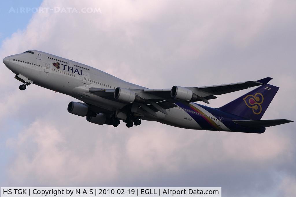 HS-TGK, 1990 Boeing 747-4D7 C/N 24993, Wheres the sun when you want it?