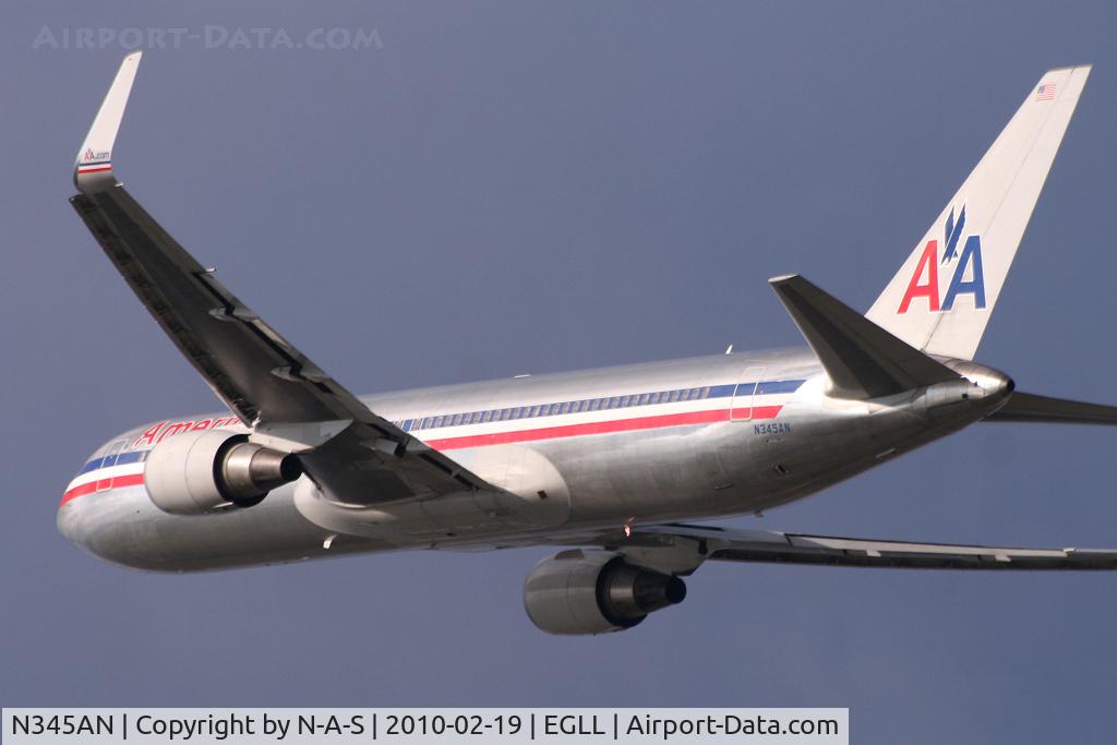 N345AN, 2003 Boeing 767-323(ER) C/N 33084, Departing 27L, Now wingletted