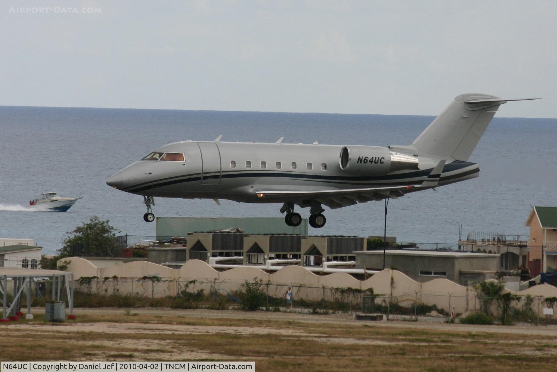 N64UC, 2004 Bombardier Challenger 604 (CL-600-2B16) C/N 5587, N64UC landing at TNCM