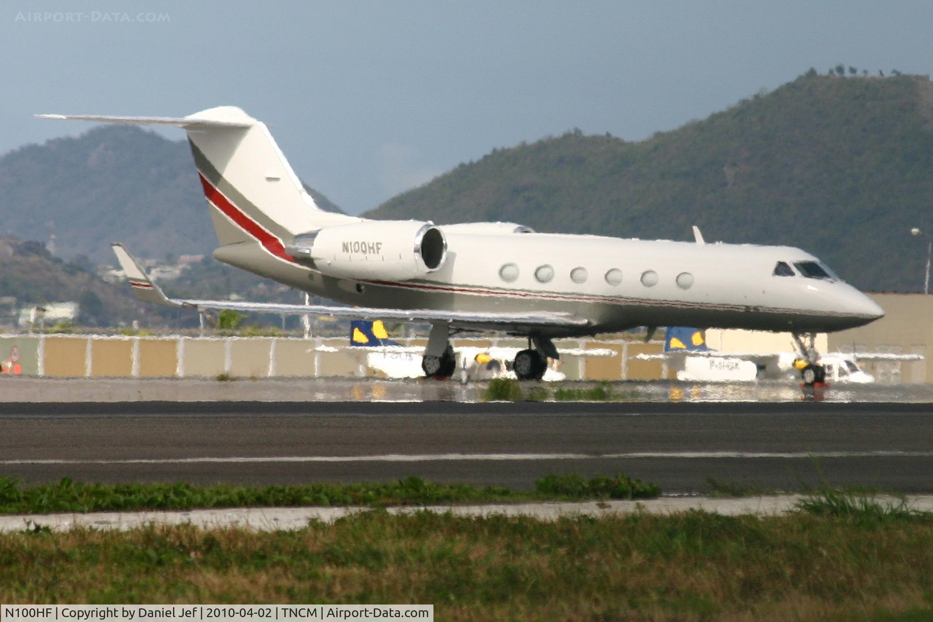 N100HF, 1998 Gulfstream Aerospace G-IV C/N 1338, N100HF park on the charlie ramp at TNCM