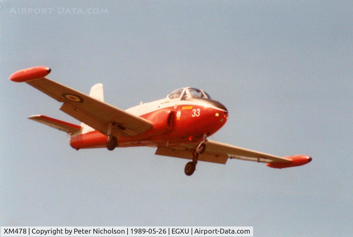 XM478, 1960 Hunting P-84 Jet Provost T.3A C/N PAC/W/9286, Jet Provost T.3A of 1 Flying Training School at RAF Linton-on-Ouse in May 1989.