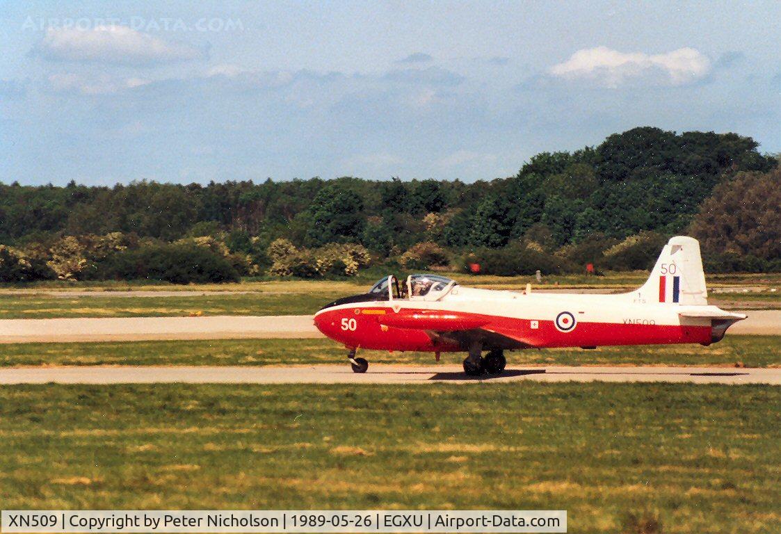 XN509, 1961 Hunting P-84 Jet Provost T.3A C/N PAC/W/11798, Jet Provost T.3A of 1 Flying Training School at RAF Linton-on-Ouse in May 1989.