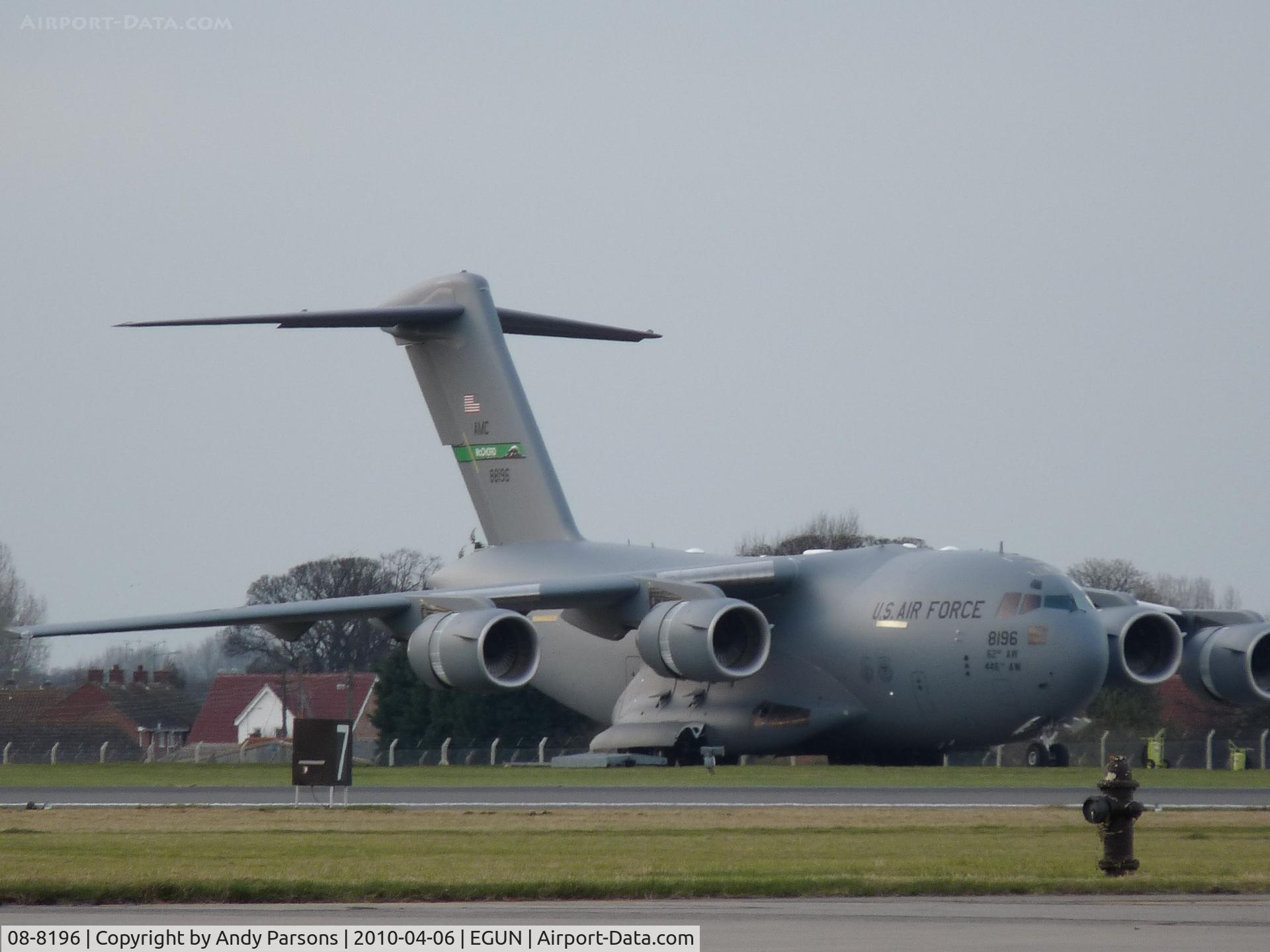 08-8196, 2010 Boeing C-17A Globemaster III C/N P-196, Shot at Mildenhall on its 1st vist just a couple of weeks old