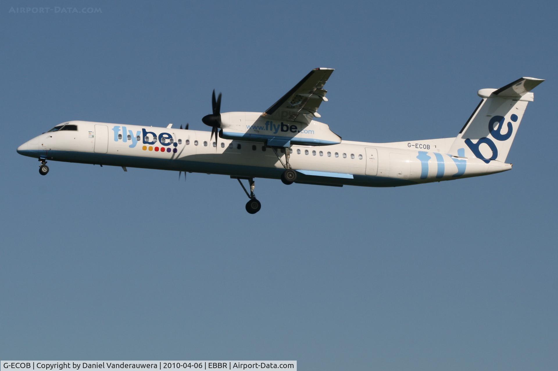G-ECOB, 2007 De Havilland Canada DHC-8-402Q Dash 8 C/N 4185, Arrival of flight BE593 to RWY 25L