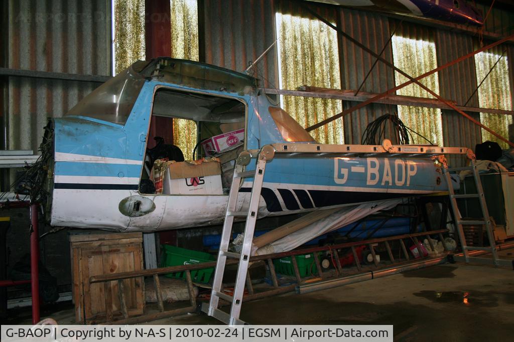 G-BAOP, 1973 Reims FRA150L Aerobat C/N 0190, Stored with G-AVPH on the wall
