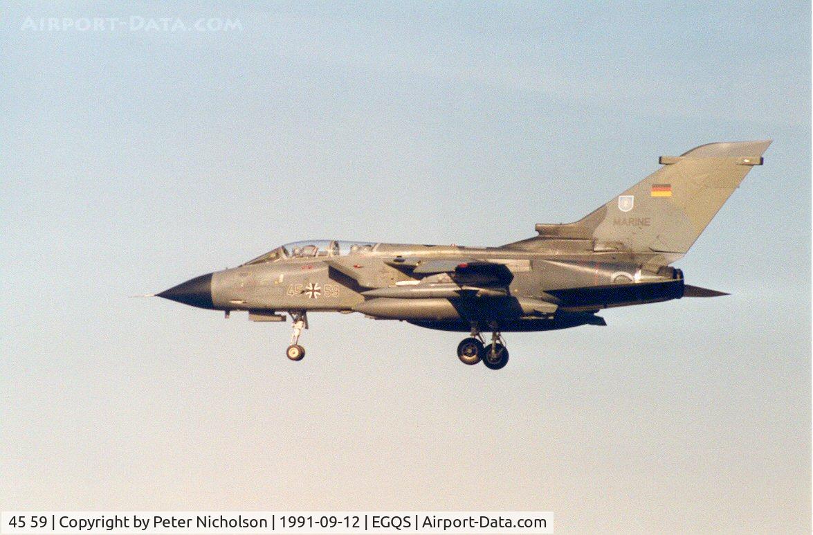 45 59, Panavia Tornado IDS C/N 653/GS207/4259, Tornado IDS of Marineflieger MFG-2 landing at RAF Lossiemouth in September 1991.