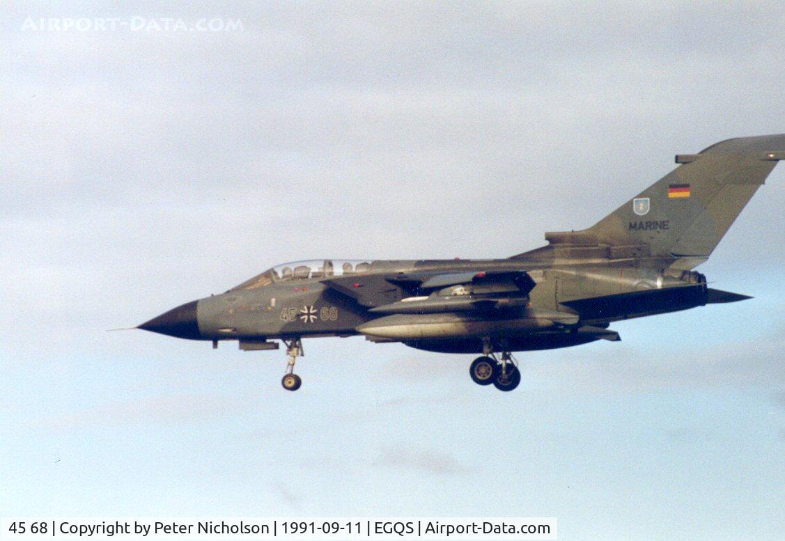 45 68, Panavia Tornado IDS C/N 670/GS212/4268, Tornado IDS of Marineflieger MFG-2 on approach to Runway 23 at RAF Lossiemouth in September 1991.