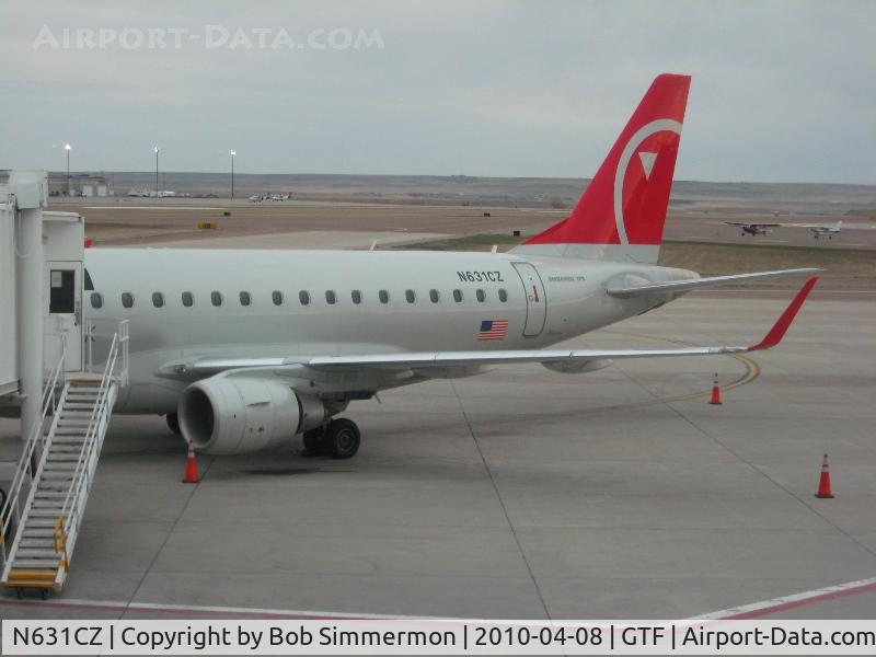 N631CZ, 2008 Embraer 175LR (ERJ-170-200LR) C/N 17000239, On the ramp at Great Falls, MT