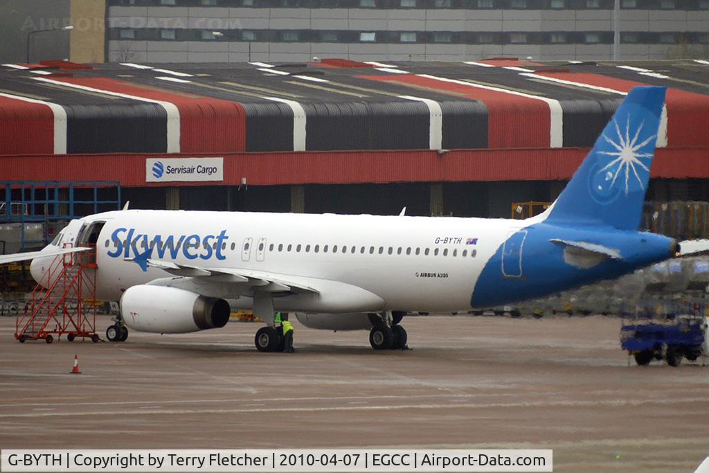 G-BYTH, 1993 Airbus A320-231 C/N 429, Airbus painted in Skways colours just before it started its delivery flight from Manchester to Australia