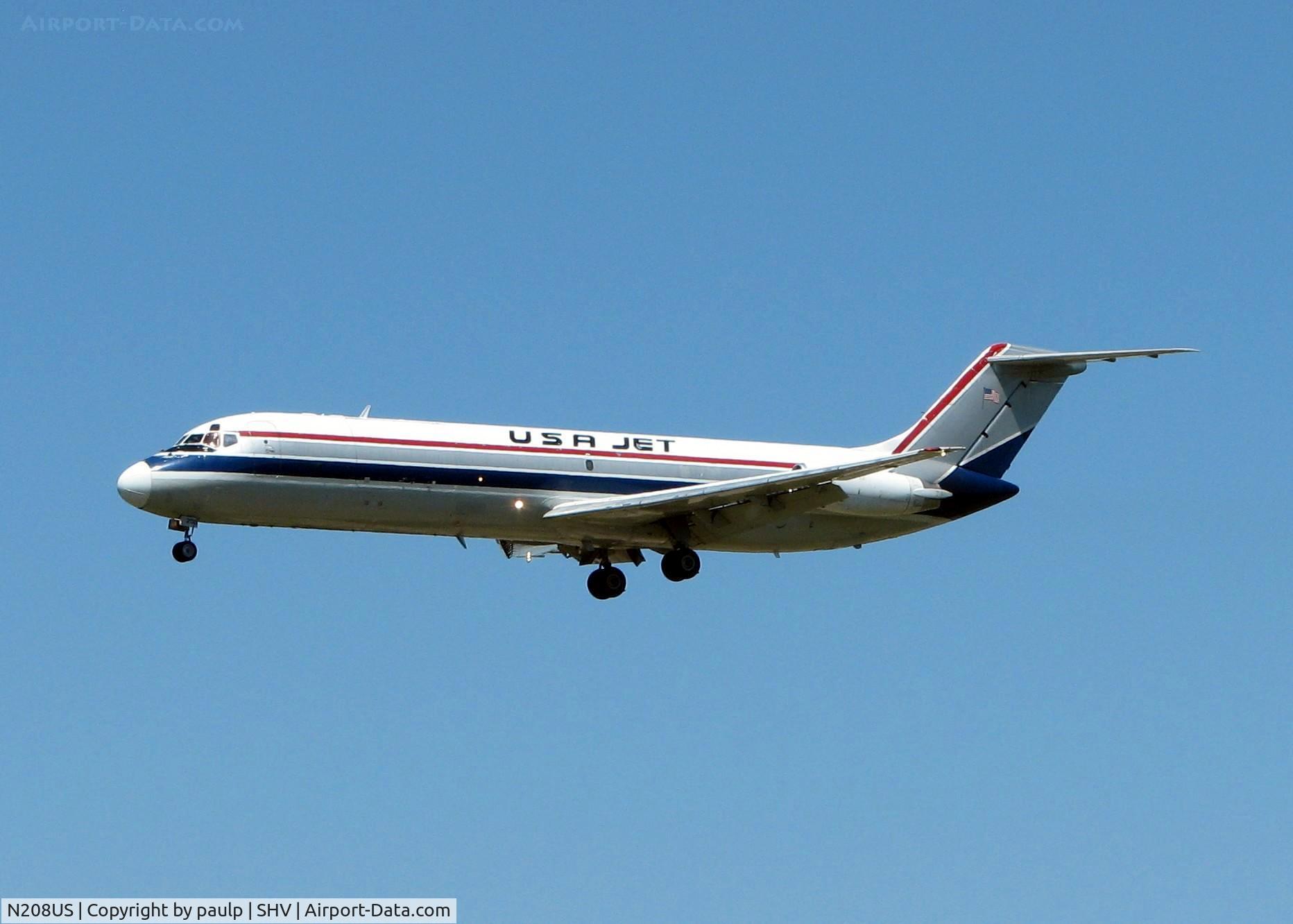 N208US, 1968 Douglas DC-9-32F C/N 47220, Landing on 23 at Shreveport Regional.