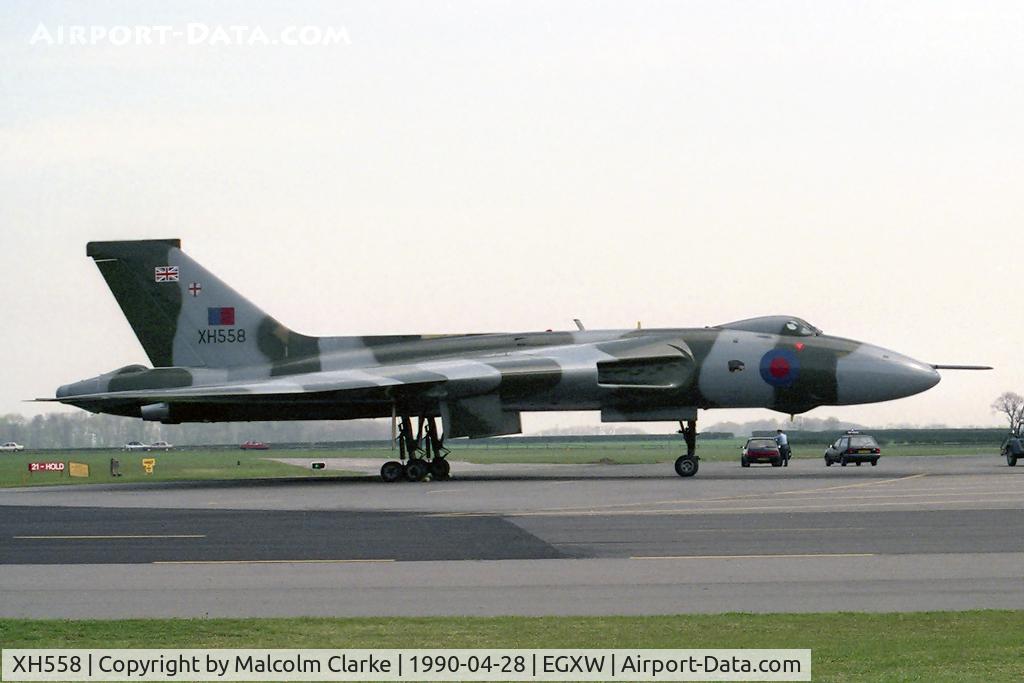 XH558, , Avro 698 Vulcan B2 at RAF Waddington in 1990.