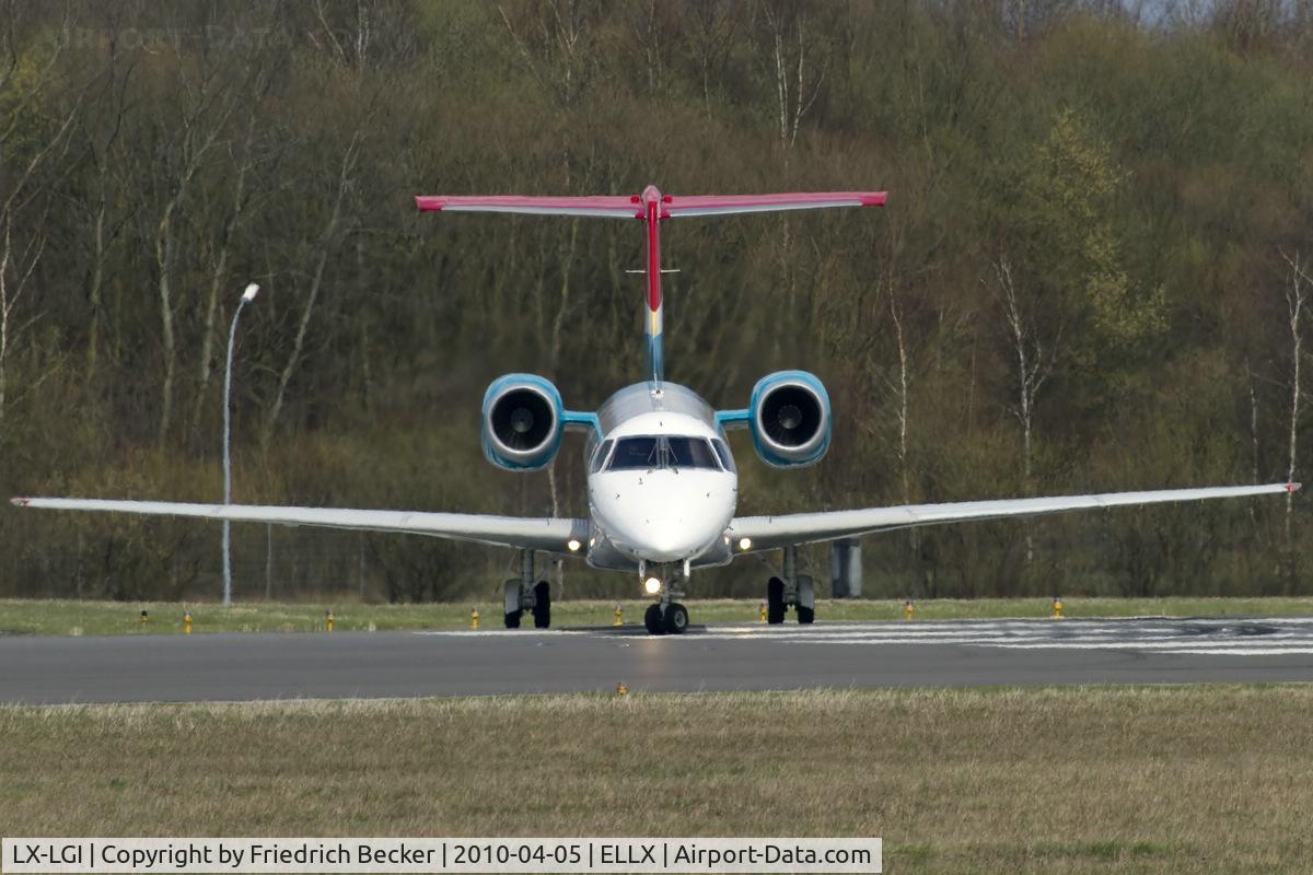 LX-LGI, 2000 Embraer EMB-145LU (ERJ-145LU) C/N 145369, line up for departure