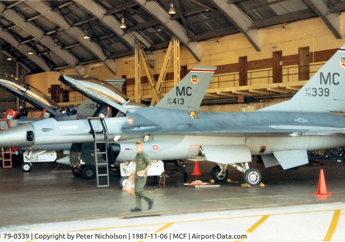 79-0339, 1979 General Dynamics F-16A Fighting Falcon C/N 61-124, F-16A Falcon of 72nd Tactical Fighter Training Squadron at MacDill AFB in November 1987.