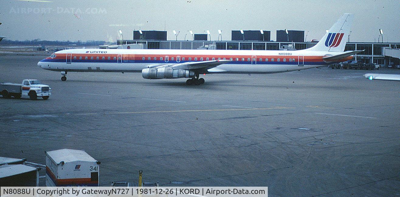 N8088U, 1968 Douglas DC-8-61 C/N 45978, Departing O'Hare.