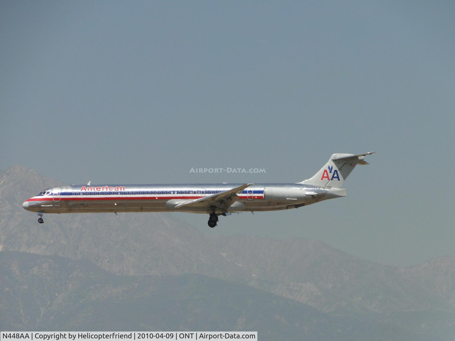 N448AA, 1987 McDonnell Douglas MD-82 (DC-9-82) C/N 49474, On final to runway 26R at Ontario