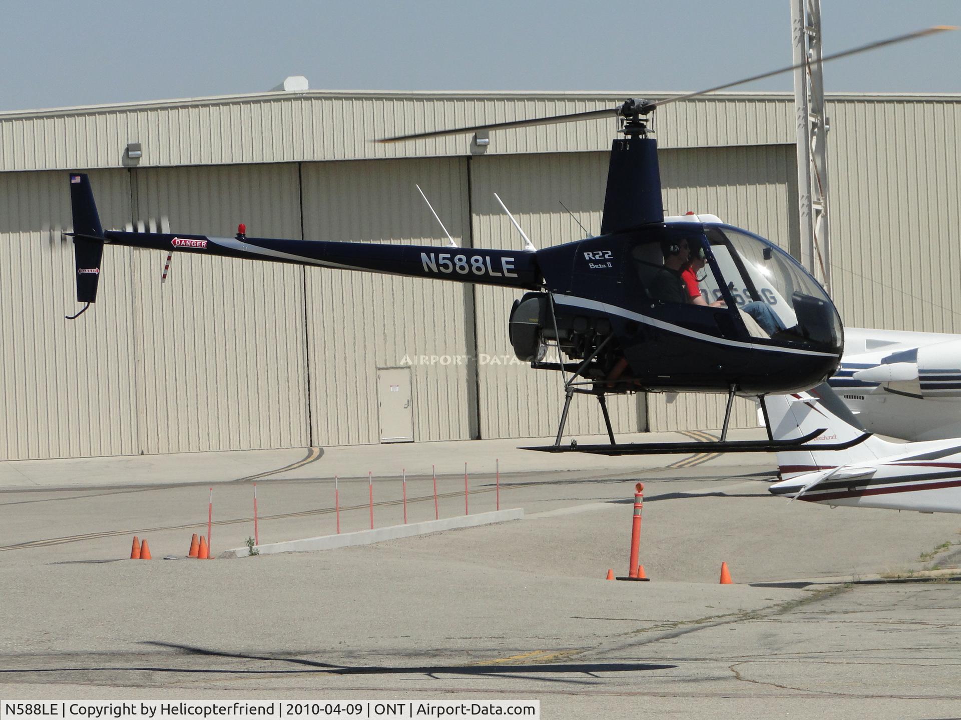 N588LE, 2004 Robinson R22 BETA C/N 3588, Air Taxiing to fuel pumps