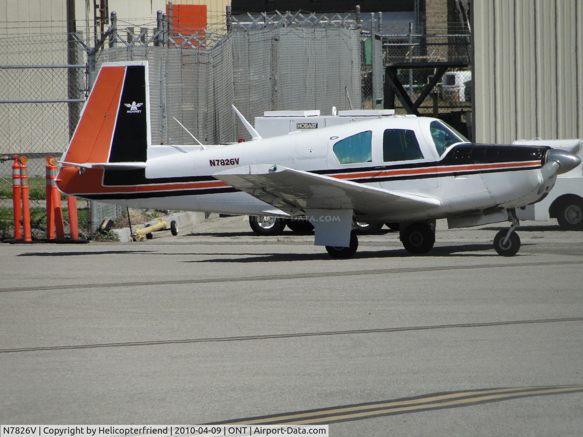 N7826V, 1964 Mooney M20E C/N 448, Parking on southside of Ontario
