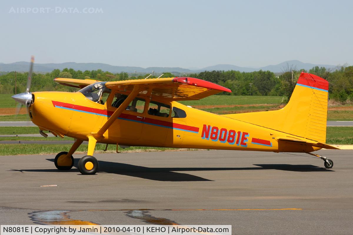 N8081E, 1974 Cessna A185F Skywagon 185 C/N 18502329, Departing the pumps after a short visit.