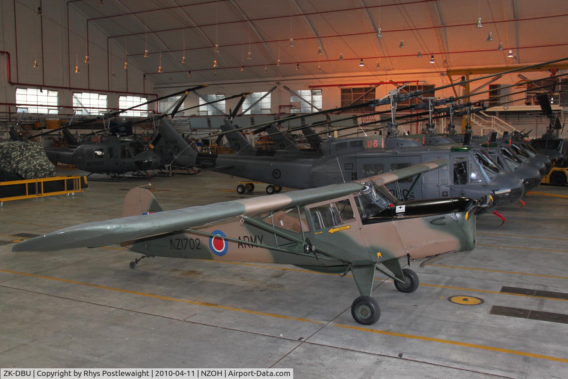 ZK-DBU, Auster J-5 Adventurer C/N 2096, ZK-DBU in No 3 Squadron's hangar, Ohakea