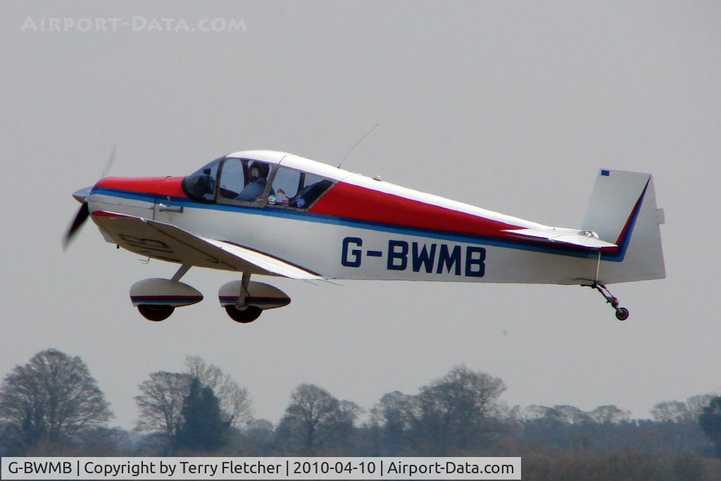 G-BWMB, 1956 Jodel D-119 C/N 77, 1956 Societe Wassmer JODEL D119 takes off at Hinton
