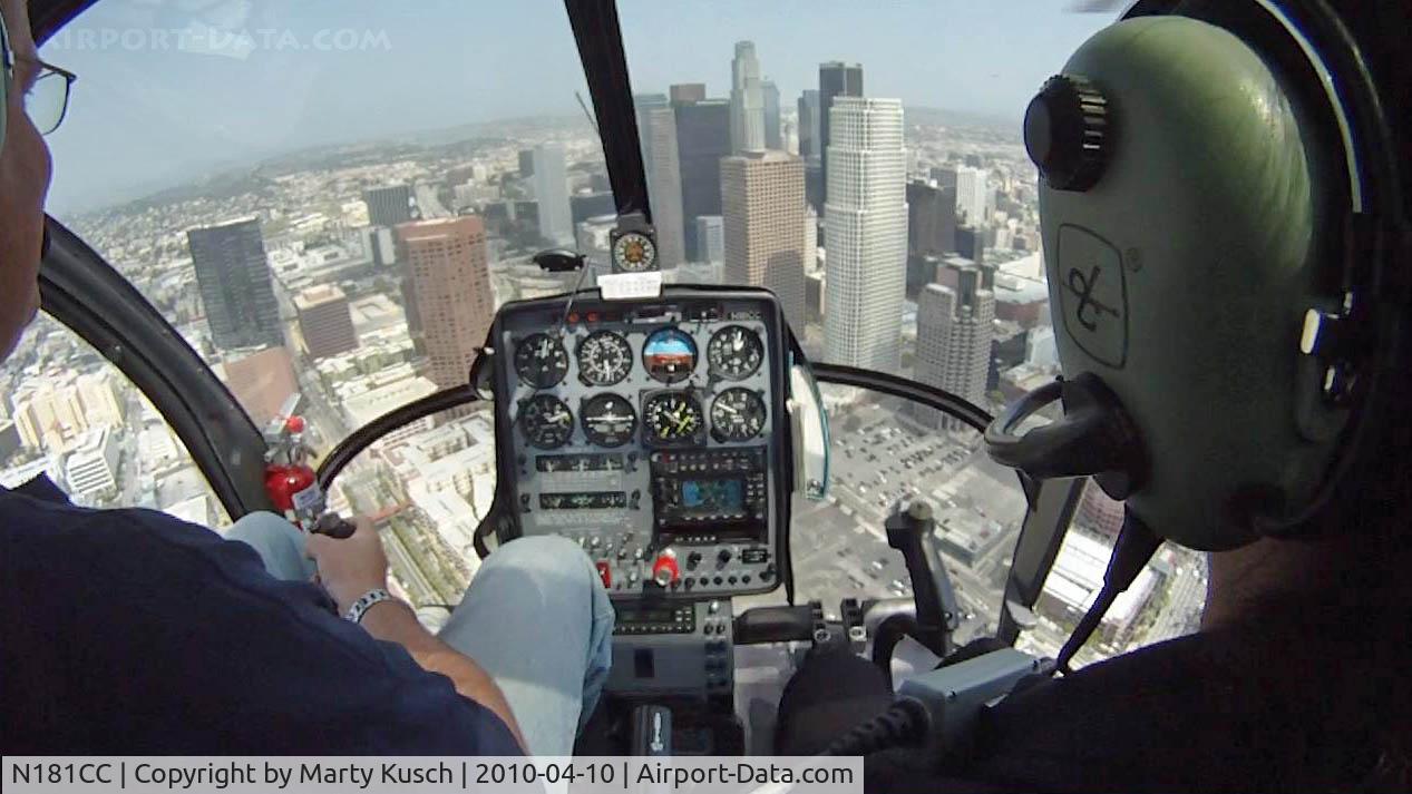 N181CC, 1997 Schweizer 269C C/N S1751, Downtown LA (captured screenshot from GoPro HD video camera)