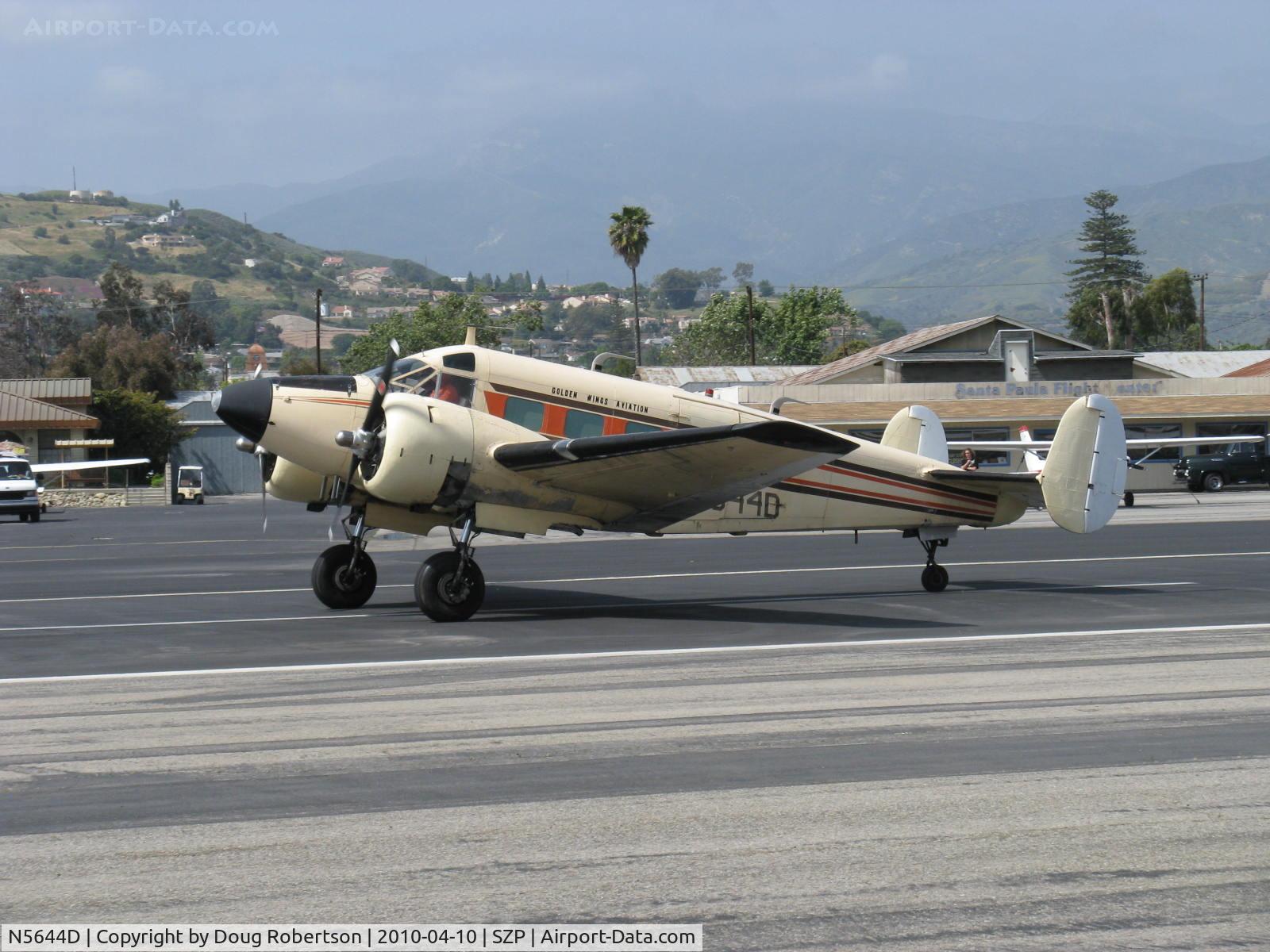 N5644D, 1958 Beech E18S-9700 C/N BA-360, 1958 Beech E18S-9700, two P&W R-985 Wasp Jr. 450 Hp each, high power test run-no takeoff
