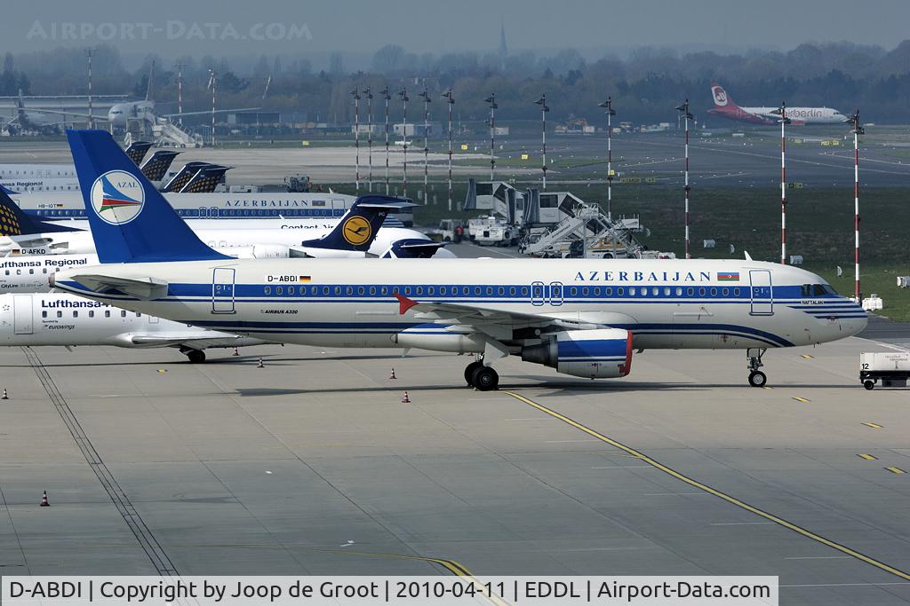 D-ABDI, 2006 Airbus A320-214 C/N 2853, AZAL Azerbaijan acquired some former Air Berling A320s. D-ABDI has been repainted in full AZAL colors and in the background is HB-IOT in the same scheme. Probably to be delivered to Azerbaijan shortly.