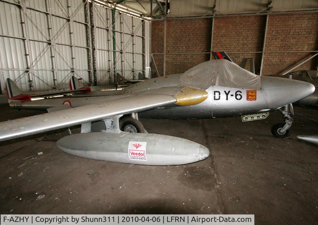 F-AZHY, De Havilland DH-110 Vampire FB.6 C/N 610, Stored into a hangar...