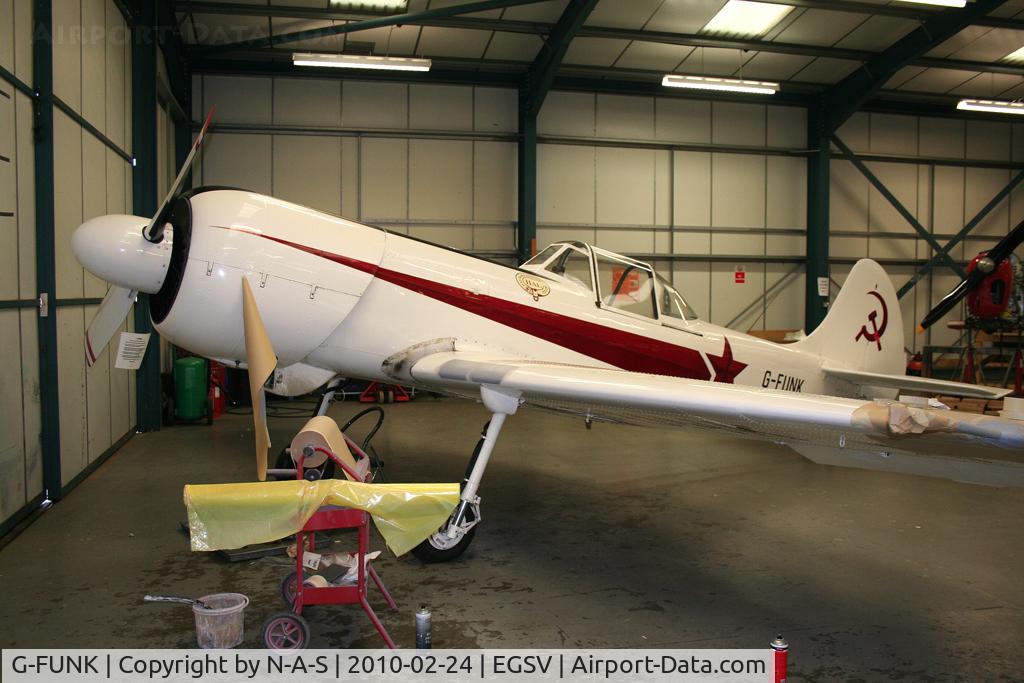 G-FUNK, 1985 Yakovlev Yak-50 C/N 852908, From neearby Tibenham for some maint