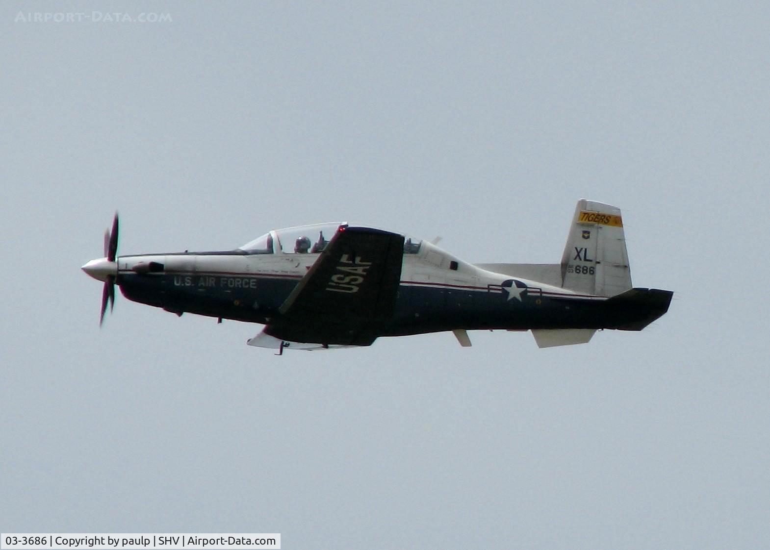 03-3686, 2003 Raytheon T-6A Texan II C/N PT-232, Off of 14 at Shreveport Regional.