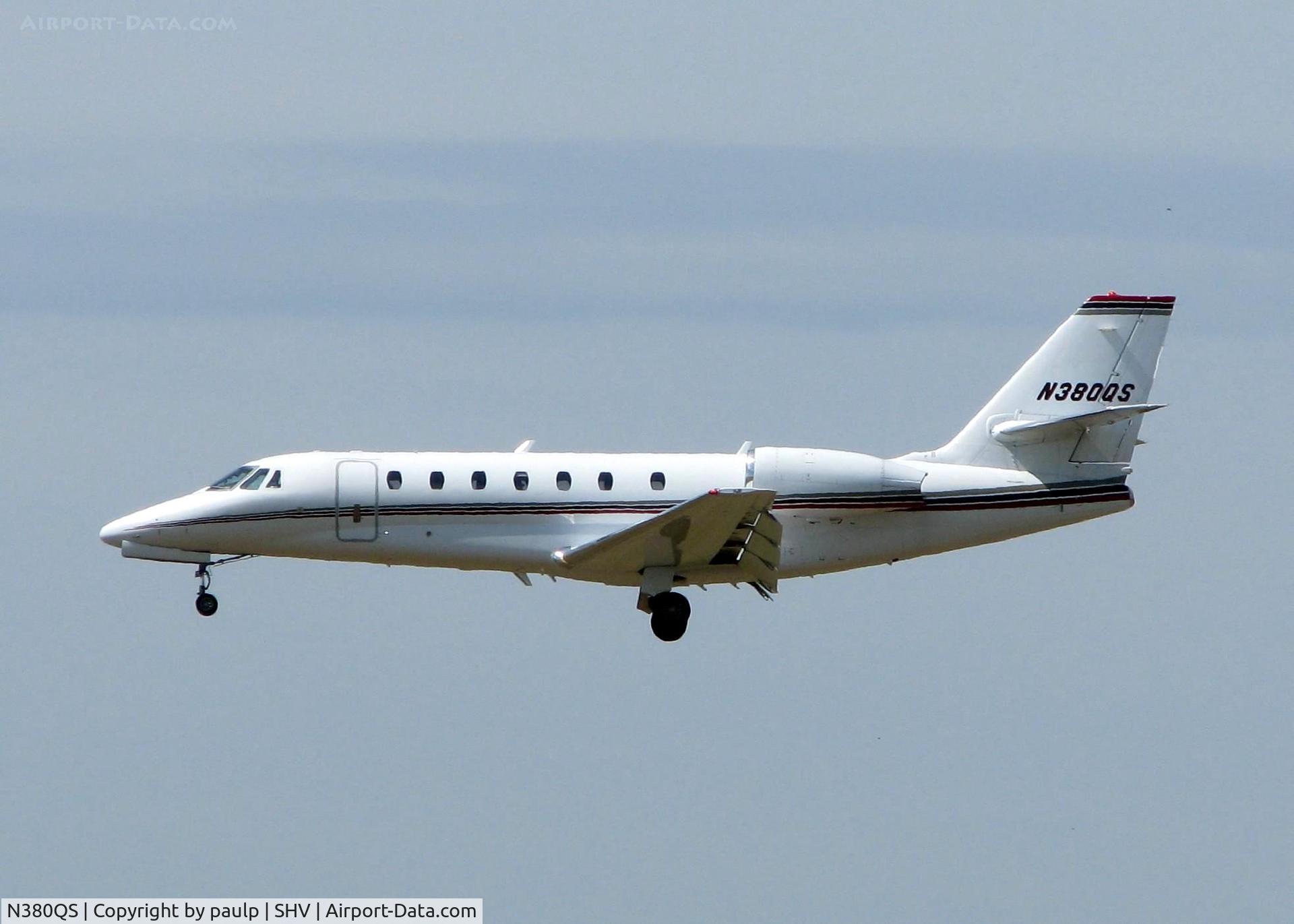 N380QS, 2006 Cessna 680 Citation Sovereign C/N 680-0089, Landing on 14 at Shreveport Regional.