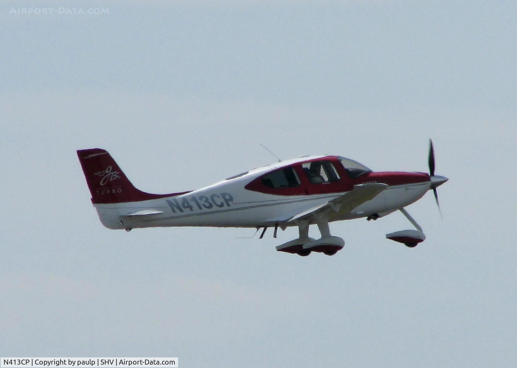 N413CP, 2008 Cirrus SR22 C/N 3257, Off of runway 23 at Shreveport Regional.