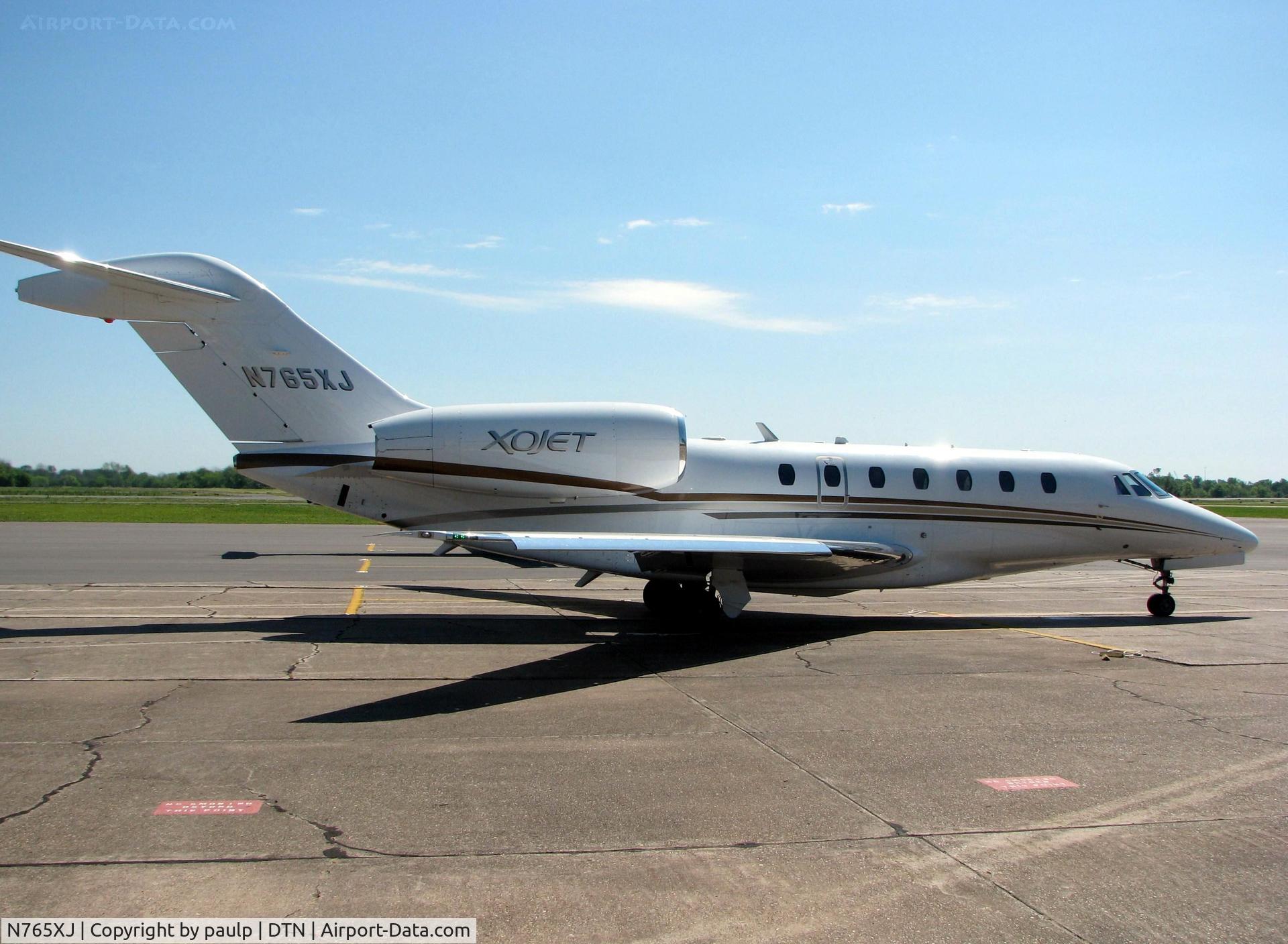 N765XJ, 2006 Cessna 750 Citation X Citation X C/N 750-0265, Engines running at Downtown Shreveport. The 750 is one beautiful aircraft!