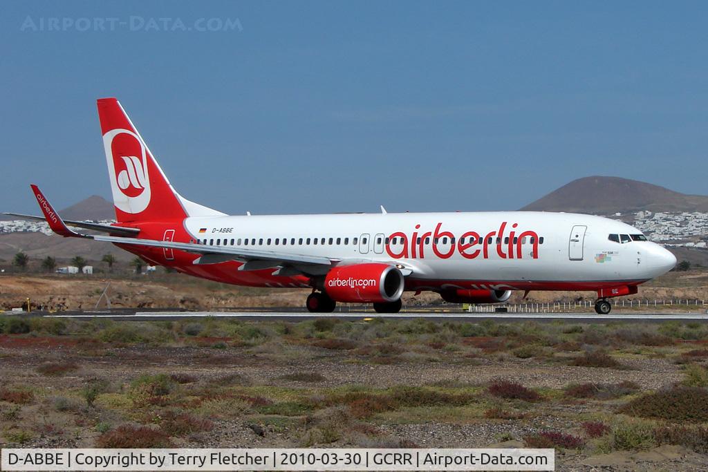 D-ABBE, 2002 Boeing 737-86J C/N 30881, Air Berlin B737 at Arrecife , Lanzarote in March 2010