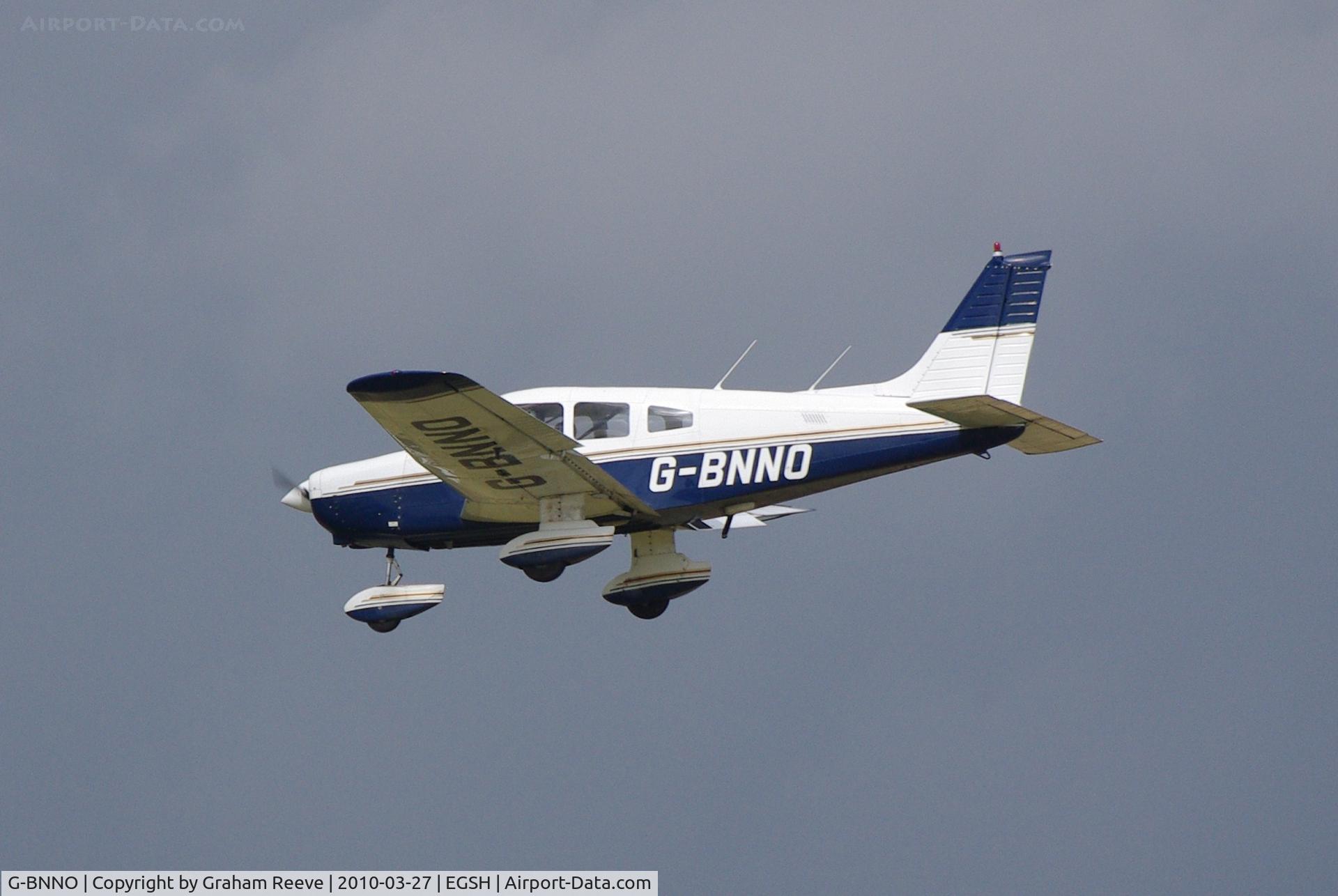G-BNNO, 1981 Piper PA-28-161 Cherokee Warrior II C/N 28-8116099, On approach to Norwich.