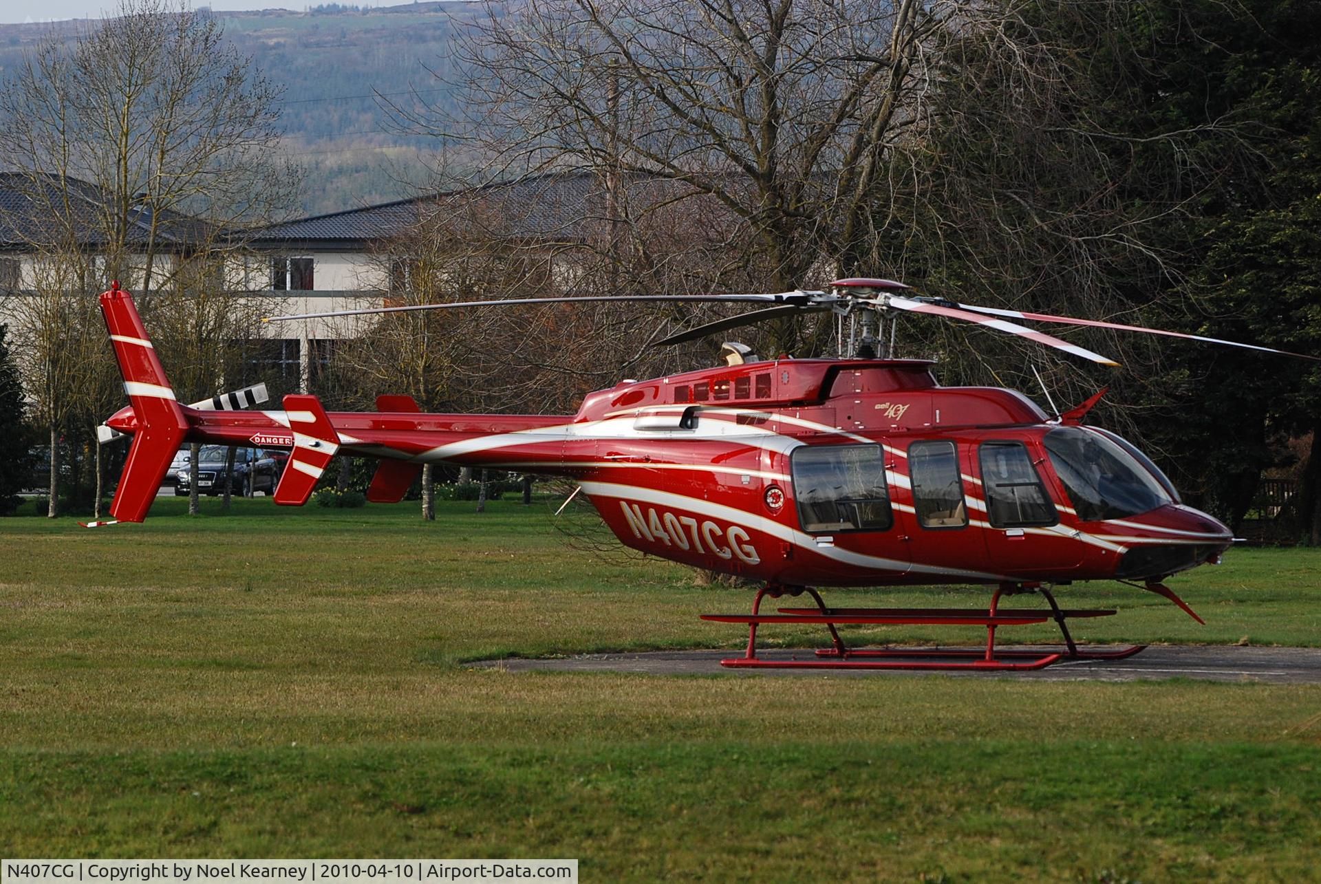 N407CG, 2006 Bell 407 C/N 53731, Not quite in Shannon Apt. but down the road at the Radisson Hotel