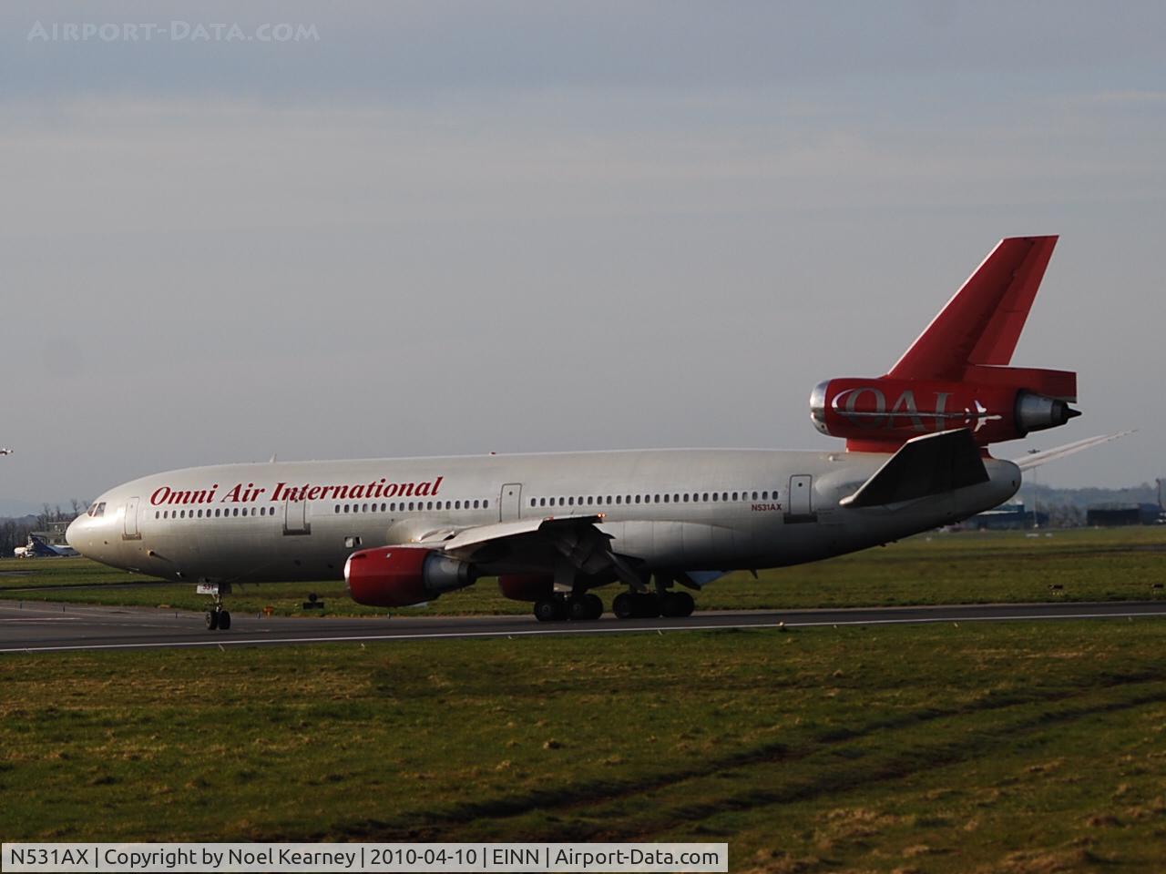 N531AX, 1988 McDonnell Douglas DC-10-30 C/N 48316, Turning off Rwy 06 shortly after sun rise.