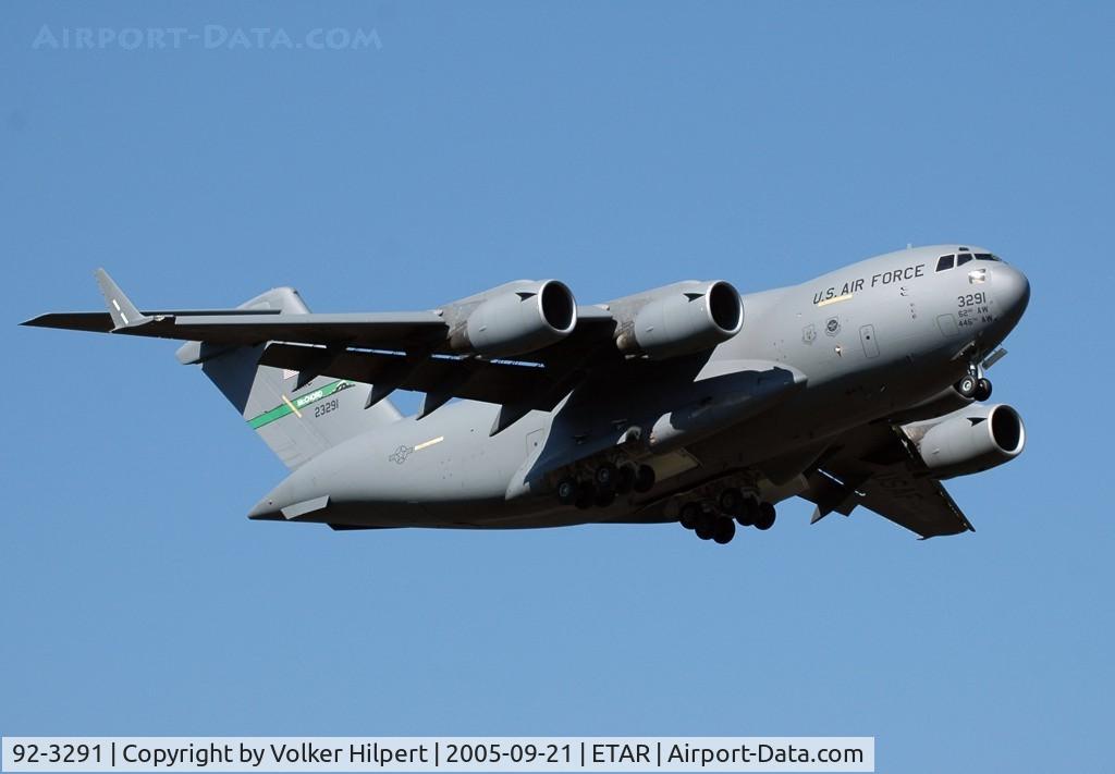 92-3291, 1992 McDonnell Douglas C-17A Globemaster III C/N P-11, at rms