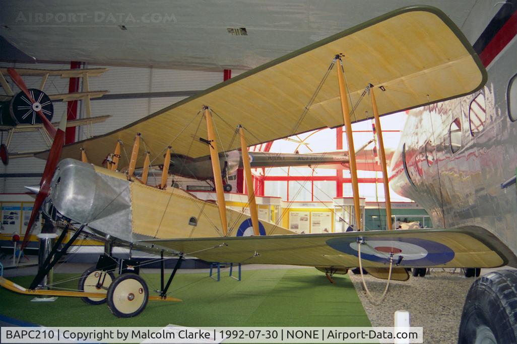 BAPC210, Avro 504J Replica C/N BAPC210, Avro 504K (Replica) at Southampton's Hall of Aviation in 1992.