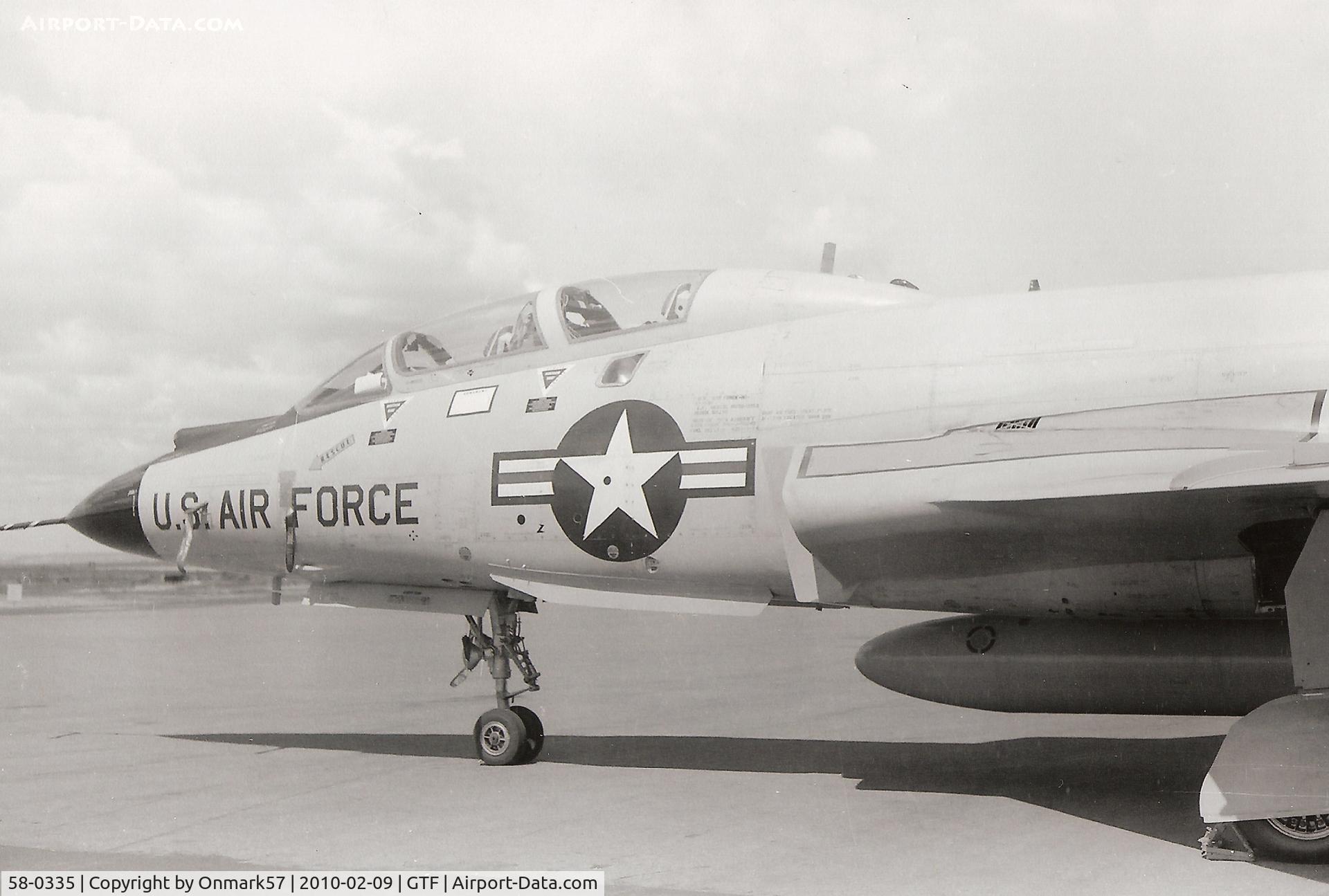 58-0335, 1958 McDonnell F-101B Voodoo C/N 707, McDonnell F-101B Voodoo at Great Falls, Mt., 1975