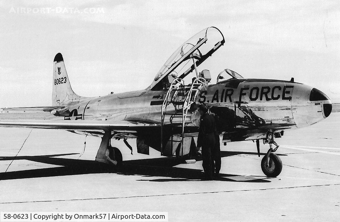 58-0623, 1958 Lockheed T-33A Shooting Star C/N 580-1592, Lockheed T-33 at Malmstrom AFB, 1975