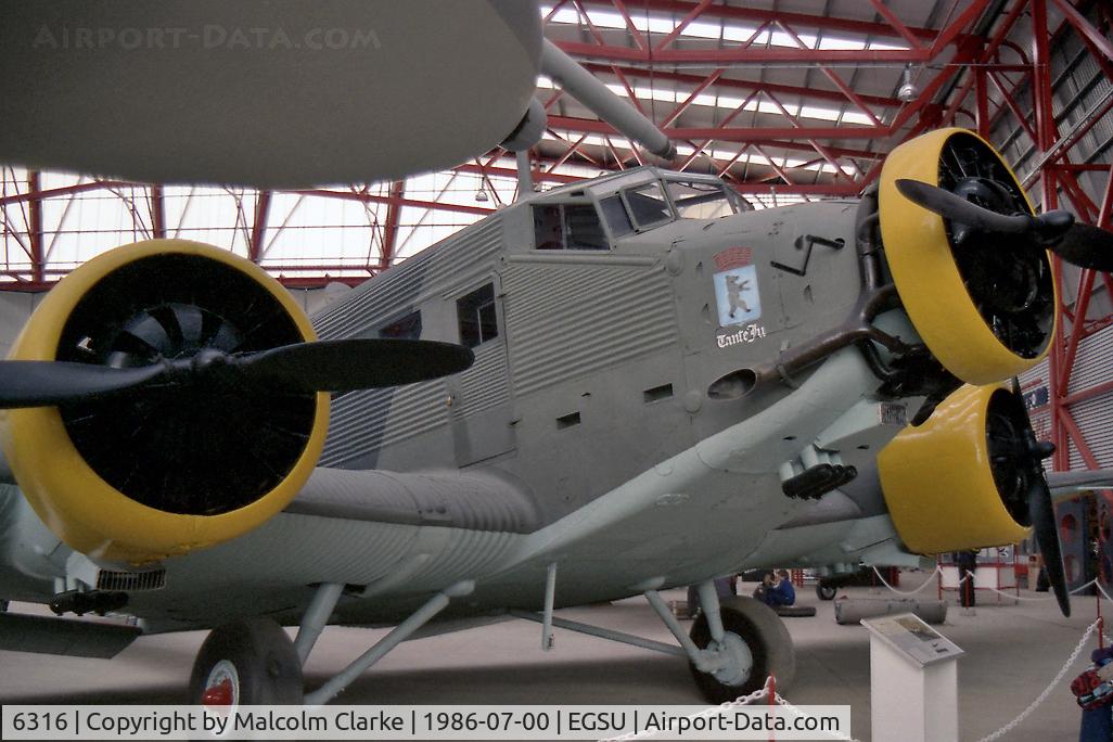 6316, Junkers (AAC) AAC-1 Toucan (Ju-52) C/N 255, AAC AAC-1 Toucan at Duxford in July 1986. A French built Junkers Ju52/3m, which flew with the Portuguese Air Force as 6316 up to 1968 and displayed at the Imperial War Museum in a German Luftwaffe colour scheme.