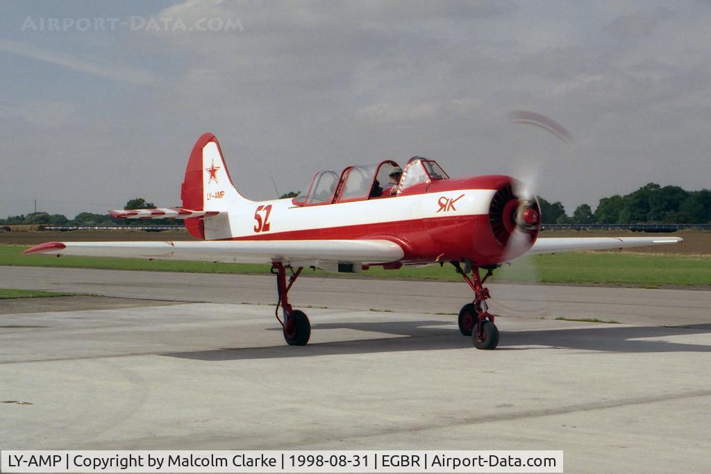 LY-AMP, 1980 Bacau Yak-52 C/N 800708, Bacau Yak-52 at Breighton Airfield in 1998.  